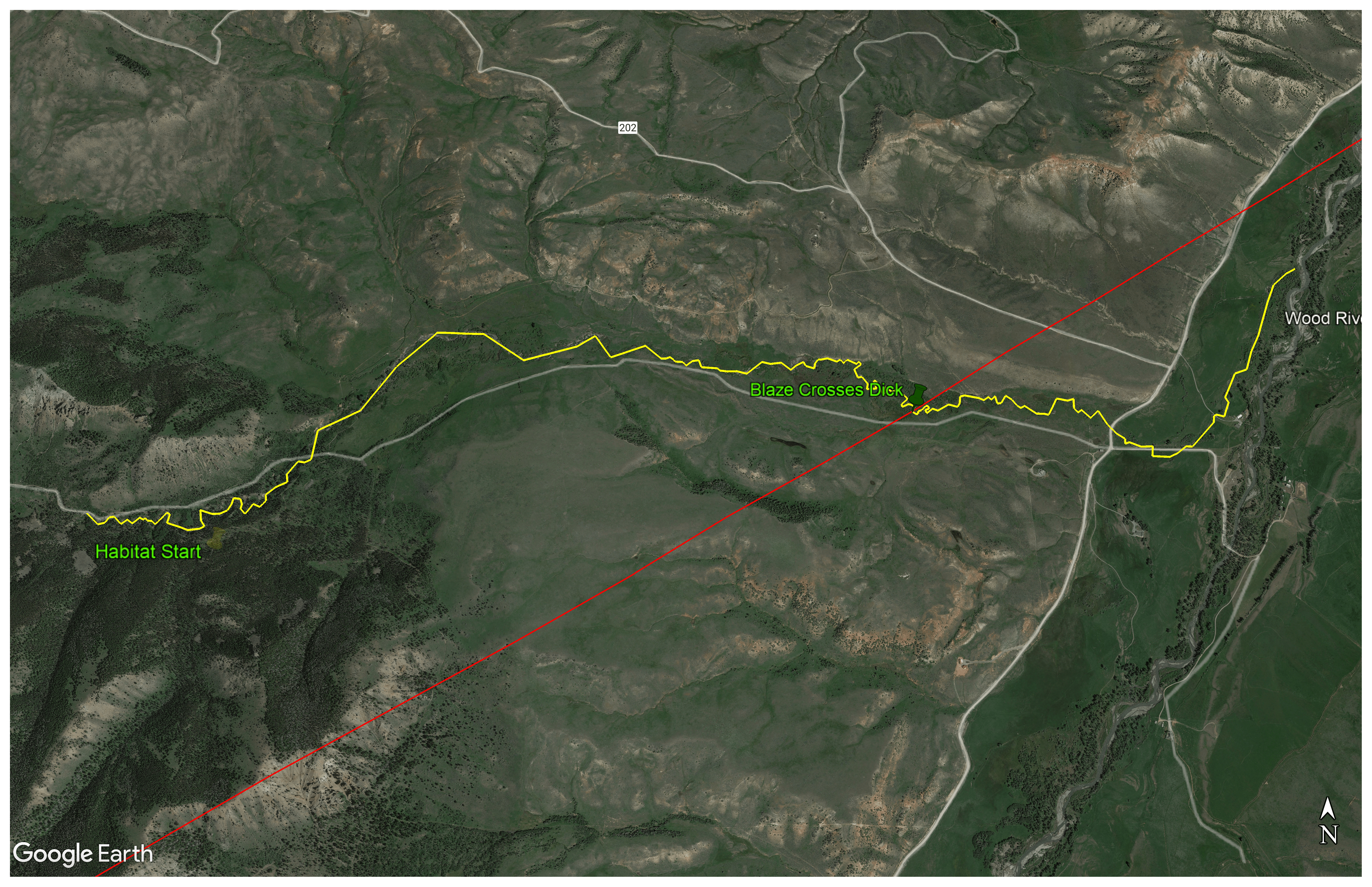 IMG: Map of Blaze Crossing Dick Creek, Google Earth